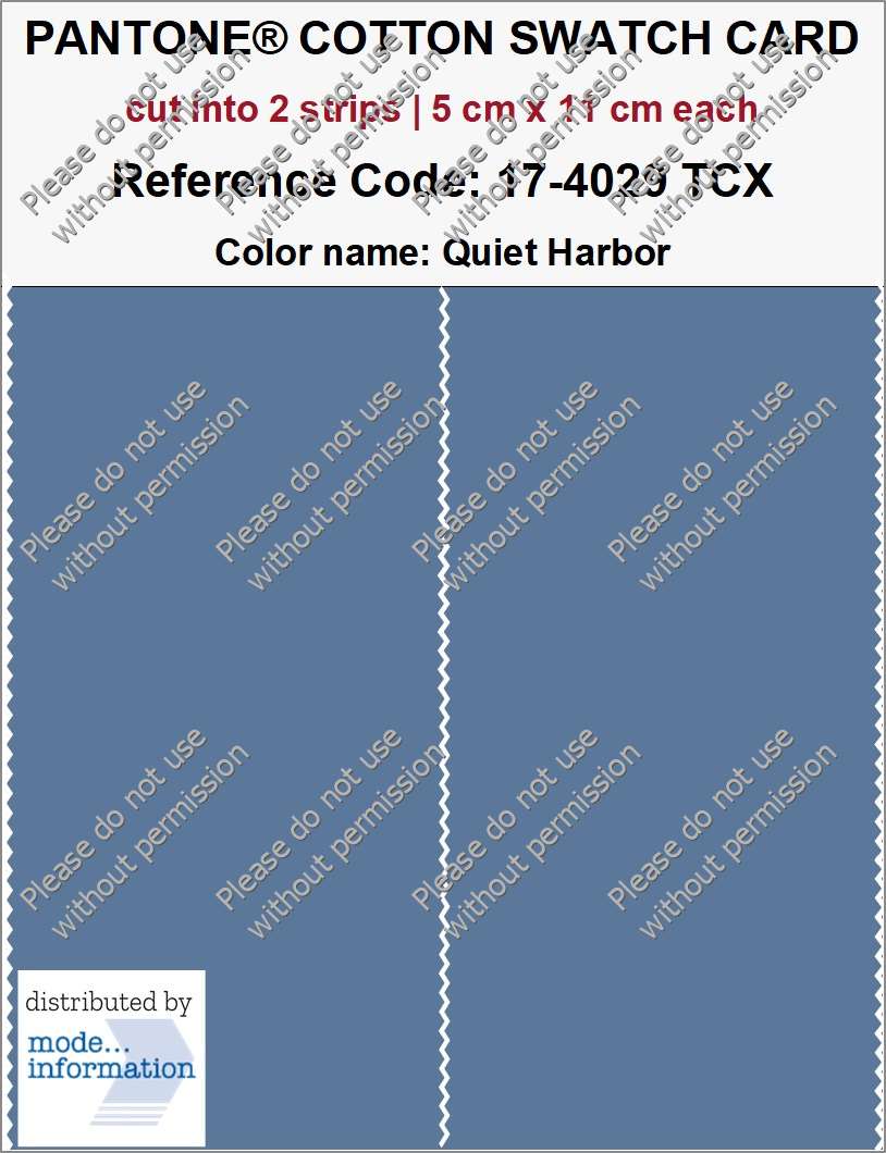 PANTONE COTTON SWATCH CARD 17-4029 TCX Quiet Harbor (cut