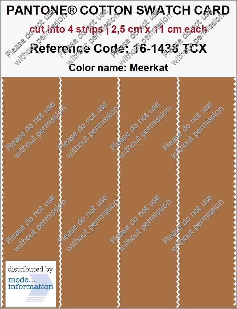 PANTONE COTTON SWATCH CARD 16-1438 TCX Meerkat (cut into 4 strips | 2,5 cm x 11 cm)