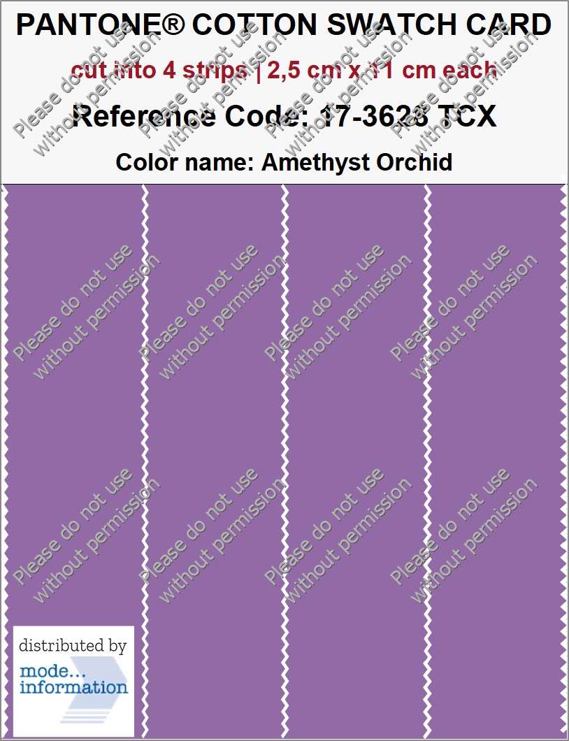 PANTONE COTTON SWATCH CARD 17-3628 TCX Amethyst Orchid (cut