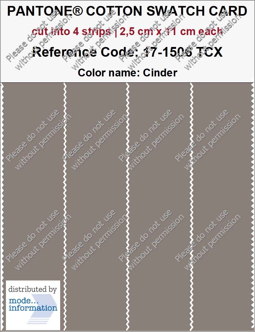 PANTONE COTTON SWATCH CARD 17-1506 TCX Cinder (cut into 4 strips | 2,5 cm x 11 cm)
