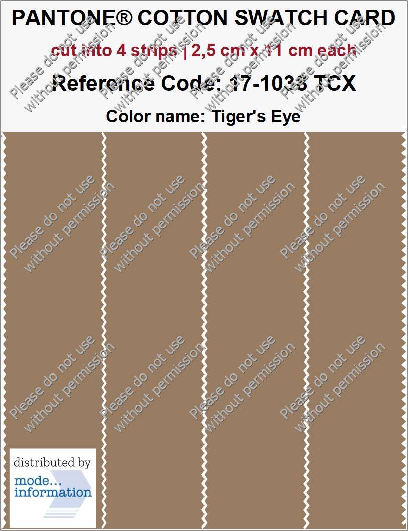 PANTONE COTTON SWATCH CARD 17-1038 TCX Tiger's Eye (cut into 4 strips | 2,5 cm x 11 cm)