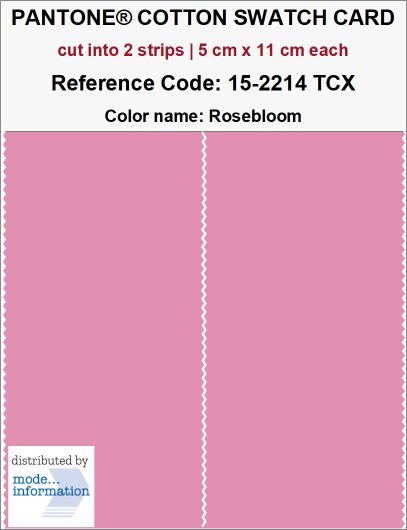 PANTONE COTTON SWATCH CARD 15-2214 TCX Rosebloom (cut into 2 strips…