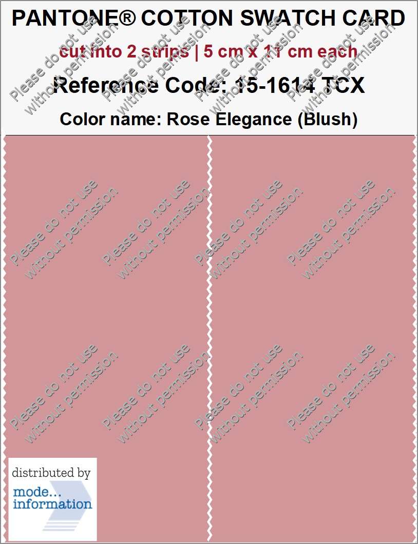PANTONE COTTON SWATCH CARD 15-1614 TCX Rose Elegance (Blush) (cut into 2 strips | 5 cm x 11 cm)