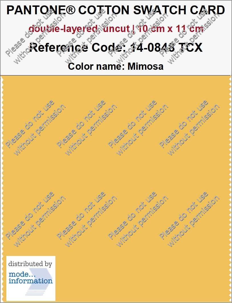 PANTONE COTTON SWATCH CARD 14-0848 TCX Mimosa (double-layered, uncut | 10 cm x 11 cm)