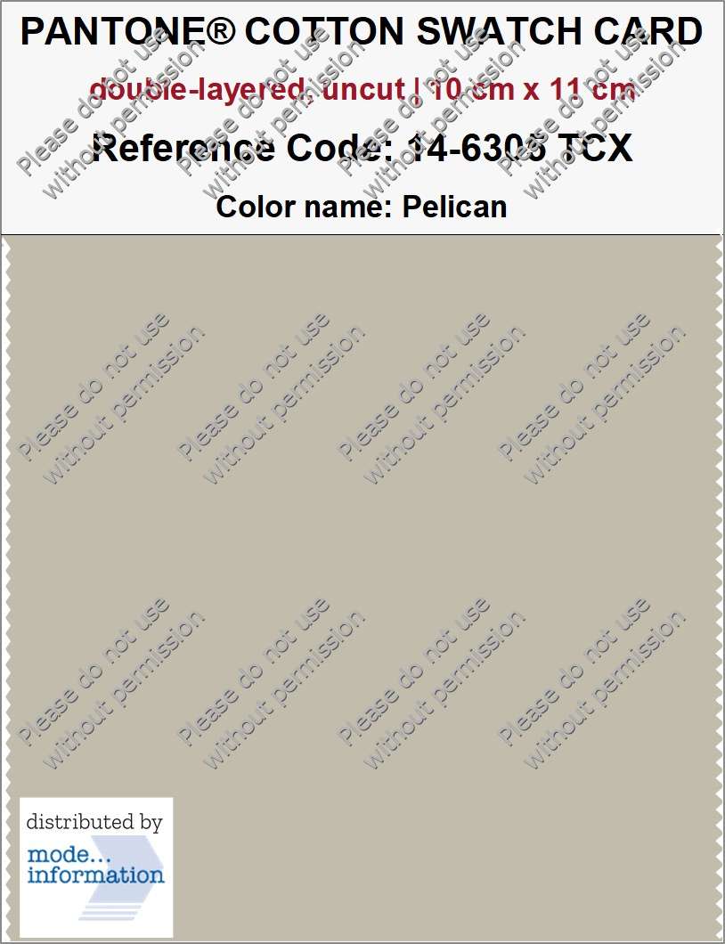 PANTONE COTTON SWATCH CARD 14-6305 TCX Pelican (double-layered, uncut | 10 cm x 11 cm)