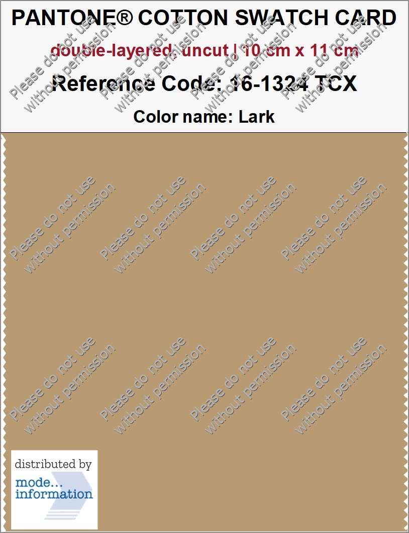 PANTONE COTTON SWATCH CARD 16-1324 TCX Lark (double-layered, uncut | 10 cm x 11 cm)