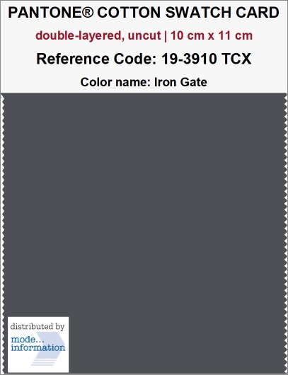 PANTONE COTTON SWATCH CARD 19-3910 TCX Iron Gate (double-layered, un…