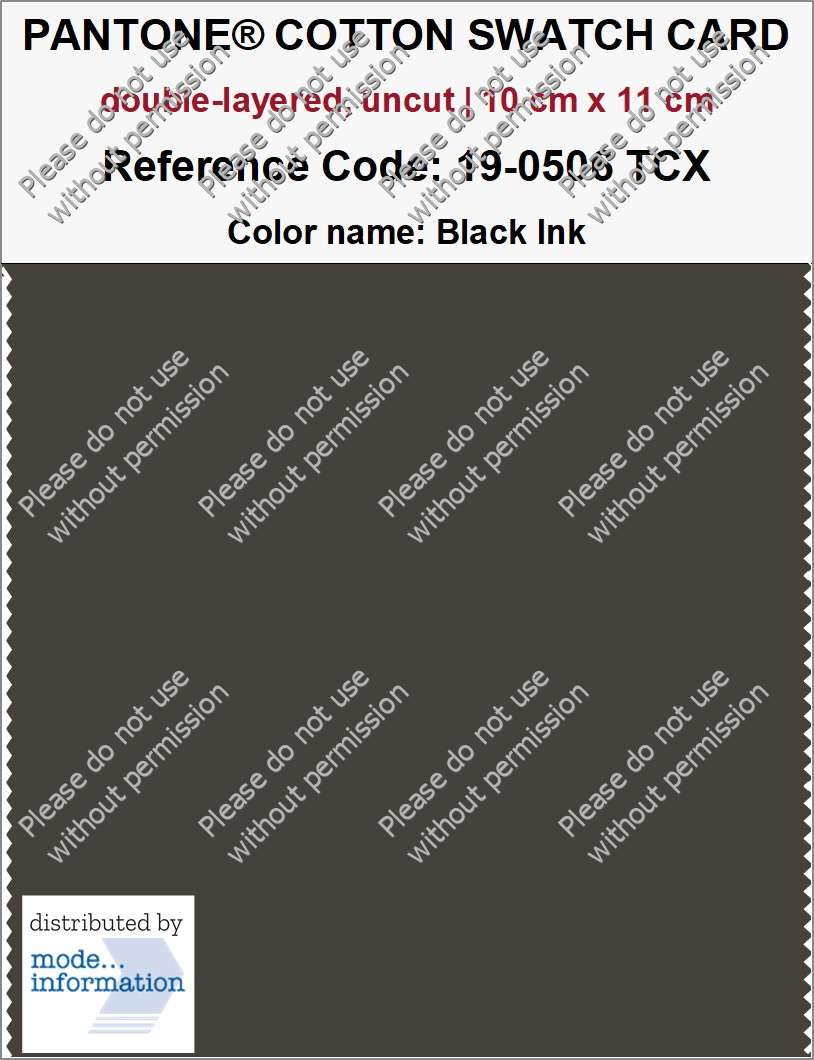 PANTONE COTTON SWATCH CARD 19-0506 TCX Black Ink (double-layered, uncut | 10 cm x 11 cm)