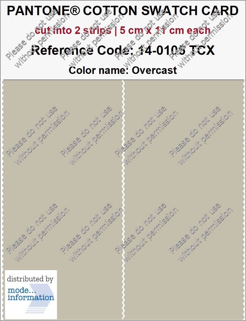 PANTONE COTTON SWATCH CARD 14-0105 TCX Overcast (cut into 2 strips | 5 cm x 11 cm)