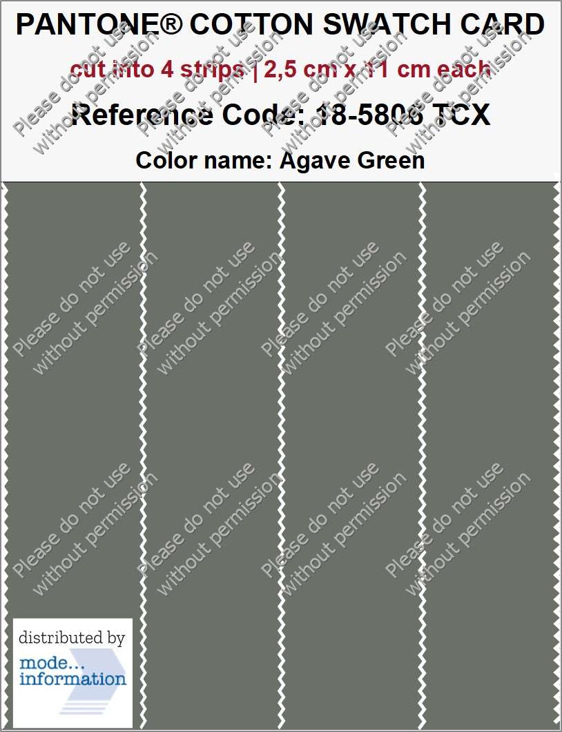 PANTONE COTTON SWATCH CARD 18-5806 TCX Agave Green (cut into 4 strips | 2,5 cm x 11 cm)