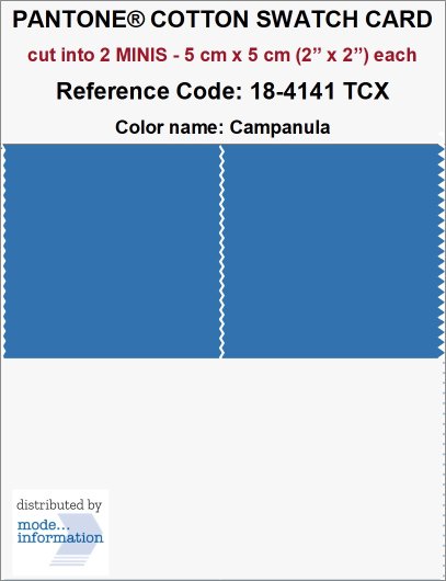 rinページ PANTONE COTTON SWATCH CARD 18-4141 TCX Campanula (cut into 2 MINIS |…