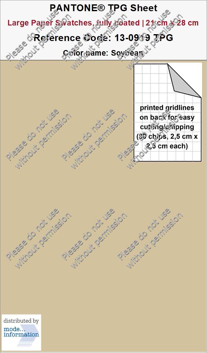 PANTONE TPG Sheet 13-0919 TPG Soybean (Large Paper Swatch Card, fully coated | 21 cm x 28 cm)